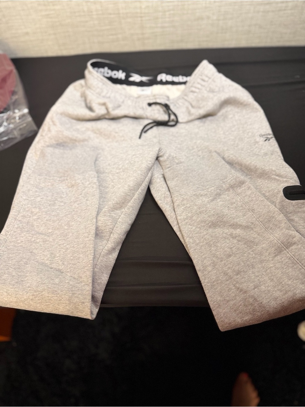 Reebok Men's Light Gray Sweatpants with Drawstring Waistband